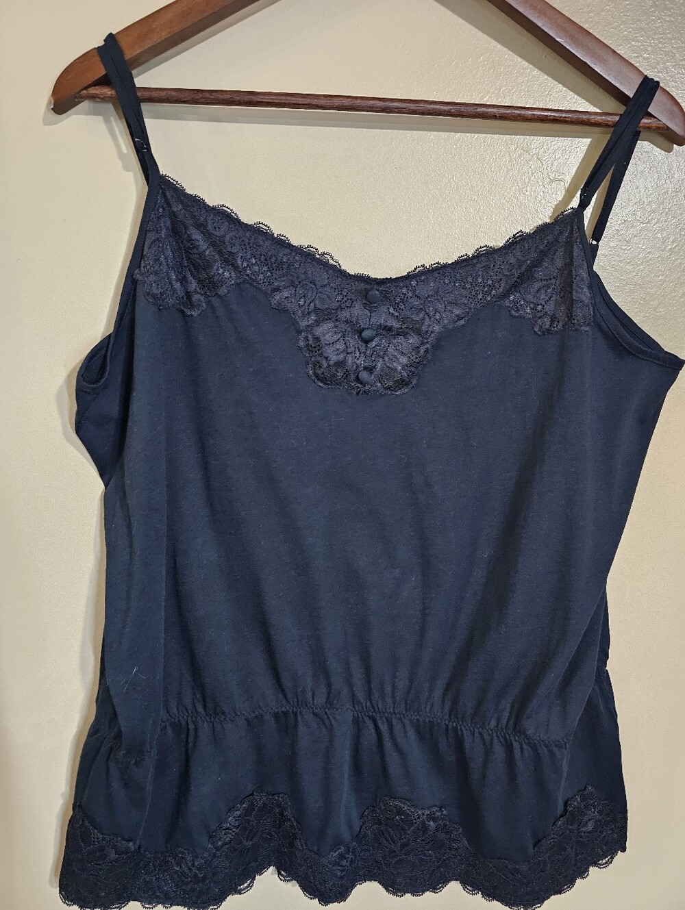 Isaac Mizrahi For Target Black Lace Trim Peplum Cami Tank Top XXL